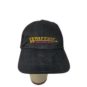 Warrior Custom Golf Slideback Hat Black Embroidered Logo Spell Out